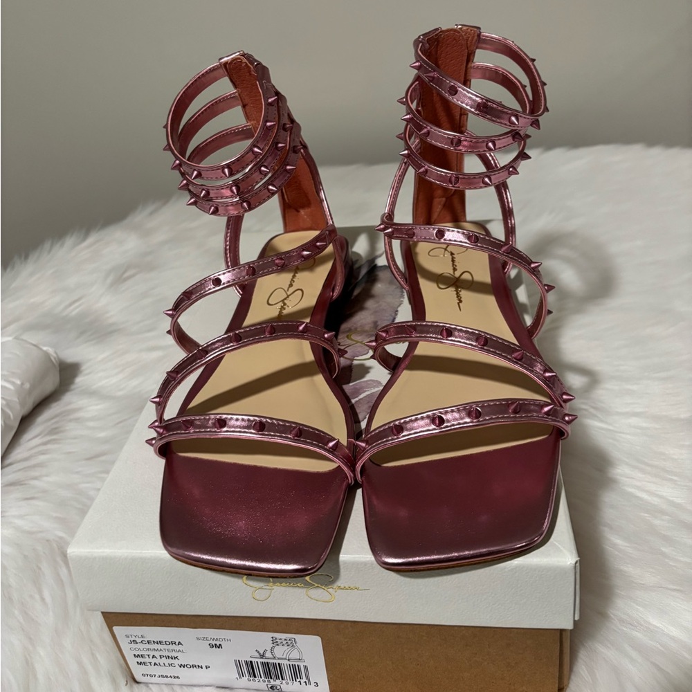 Jessica Simpson Shiny Pink Strappy Heels